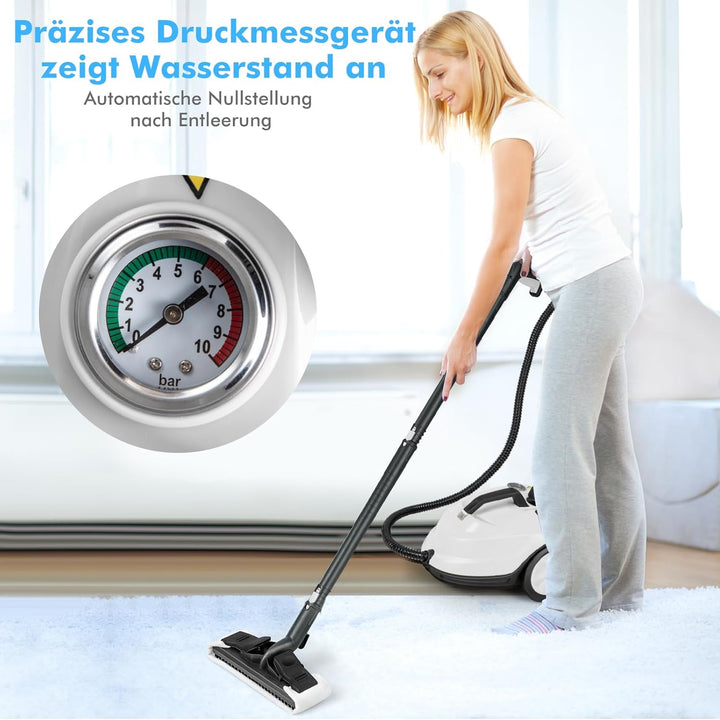 GOPLUS Dampfreiniger, Flächenleistung: 108 m², Dampfdruck: 5 bar, 1,8 L Wassertank, Aufheizzeit: 8 m