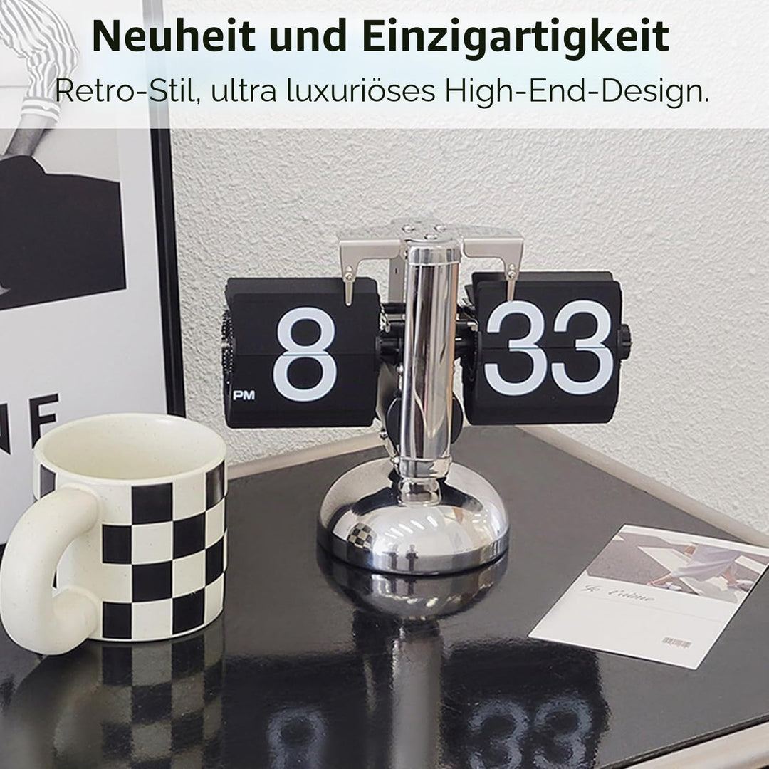Tyenaza Flip-Schreibtischuhr, Digitale Flip-Down-Uhr, Retro-Minimalist-Einfuss-mechanische Auto-Flip