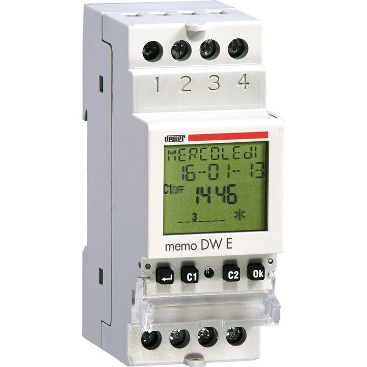 VEMER VP871800 MEMO DW E Digitale Zeitschaltuhr mit täglicher oder wöchentlich Programmierung, DIN-S