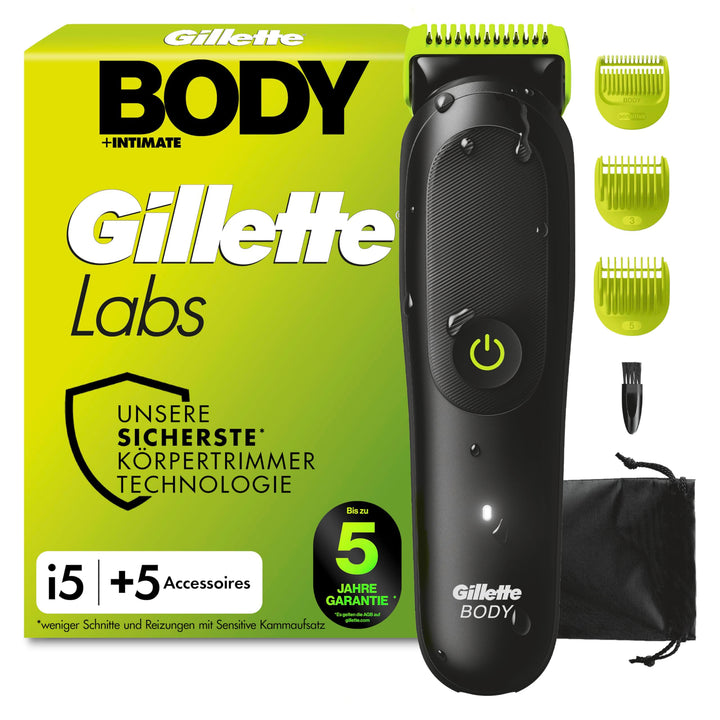 GilletteLabs i5 Body + Intimate Trimmer Herren mit SkinFirst-Technologie — Intimrasierer Mann für Kö
