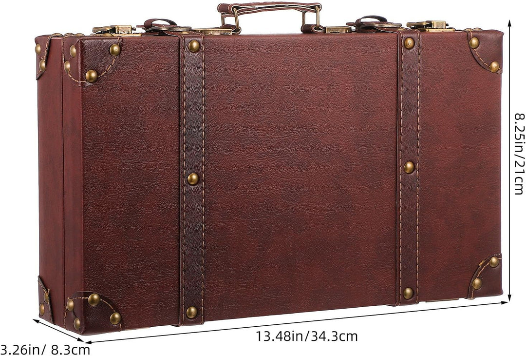 UPKOCH Britischer Stil Vintage Lederkoffer aus Holz mit grosser Kapazität, dekorative Aufbewahrung f