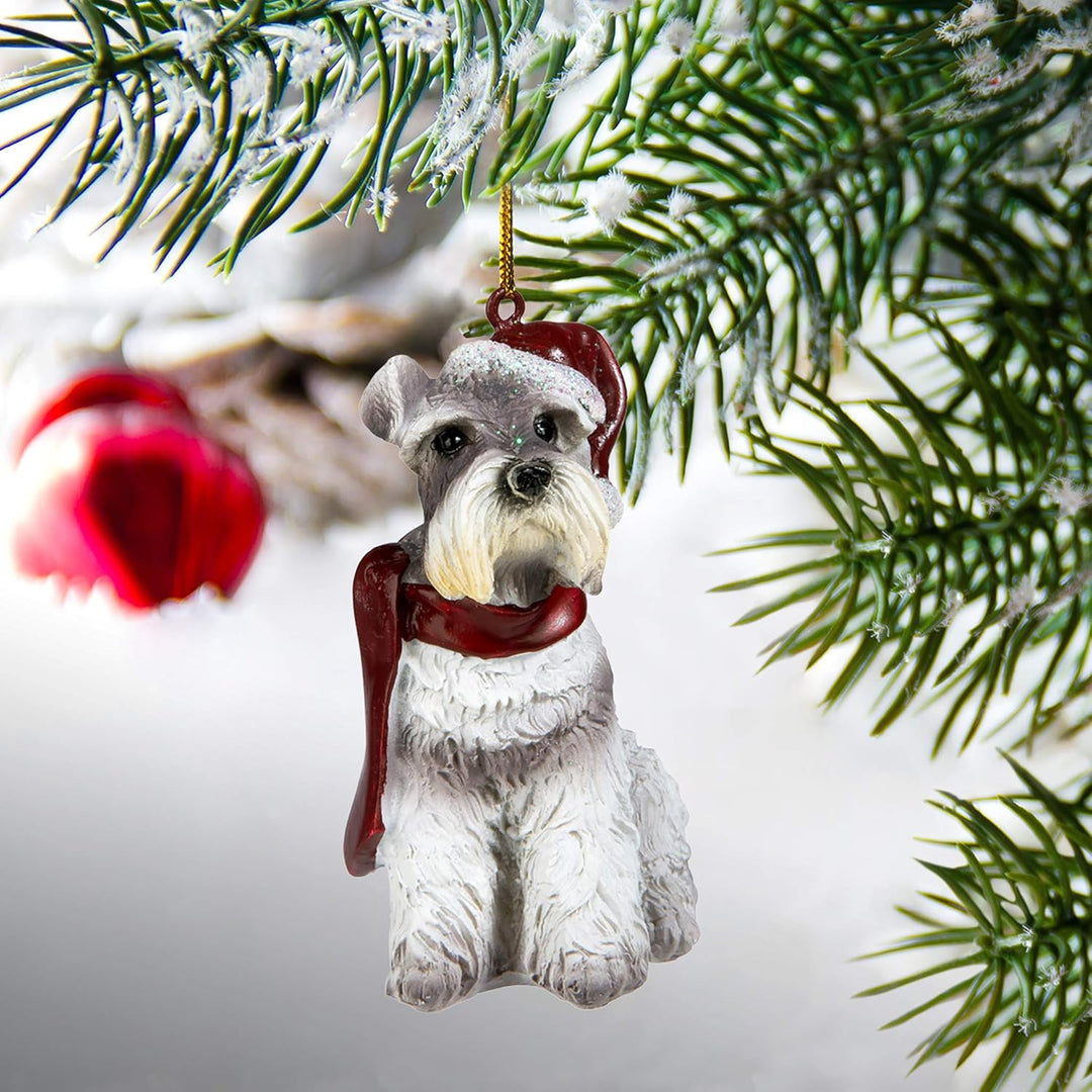 Design Toscano Christmas Ornaments, Weihnachtszwergschnauzer Ferienhundeornamente, Zwergschnauzer