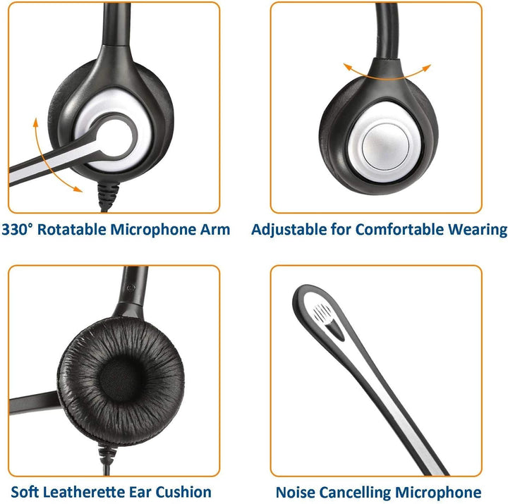 Wantek 2,5mm Telefon Headset Dual mit Noise Cancelling Mikrofon und Volume Mute Control 6025-SS-A, 6