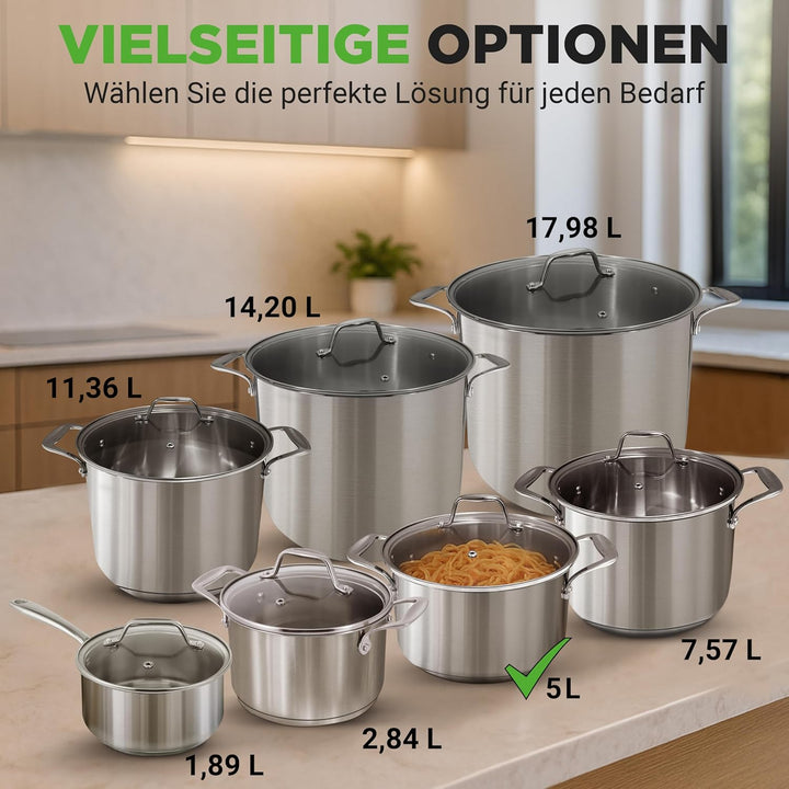 NutriChef Kochtopf Gross, 6L- Ø 35cm, Suppentopf Edelstahl Induktion für Alle Herdarten Geeignet, Ko