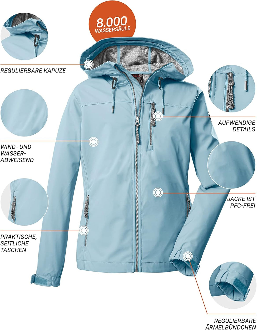 G.I.G.A. DX Damen Gs 97 Wmn Sftshll Jckt Softshelljacke/Outdoorjacke mit Kapuze 46 hellblau, 46 hell