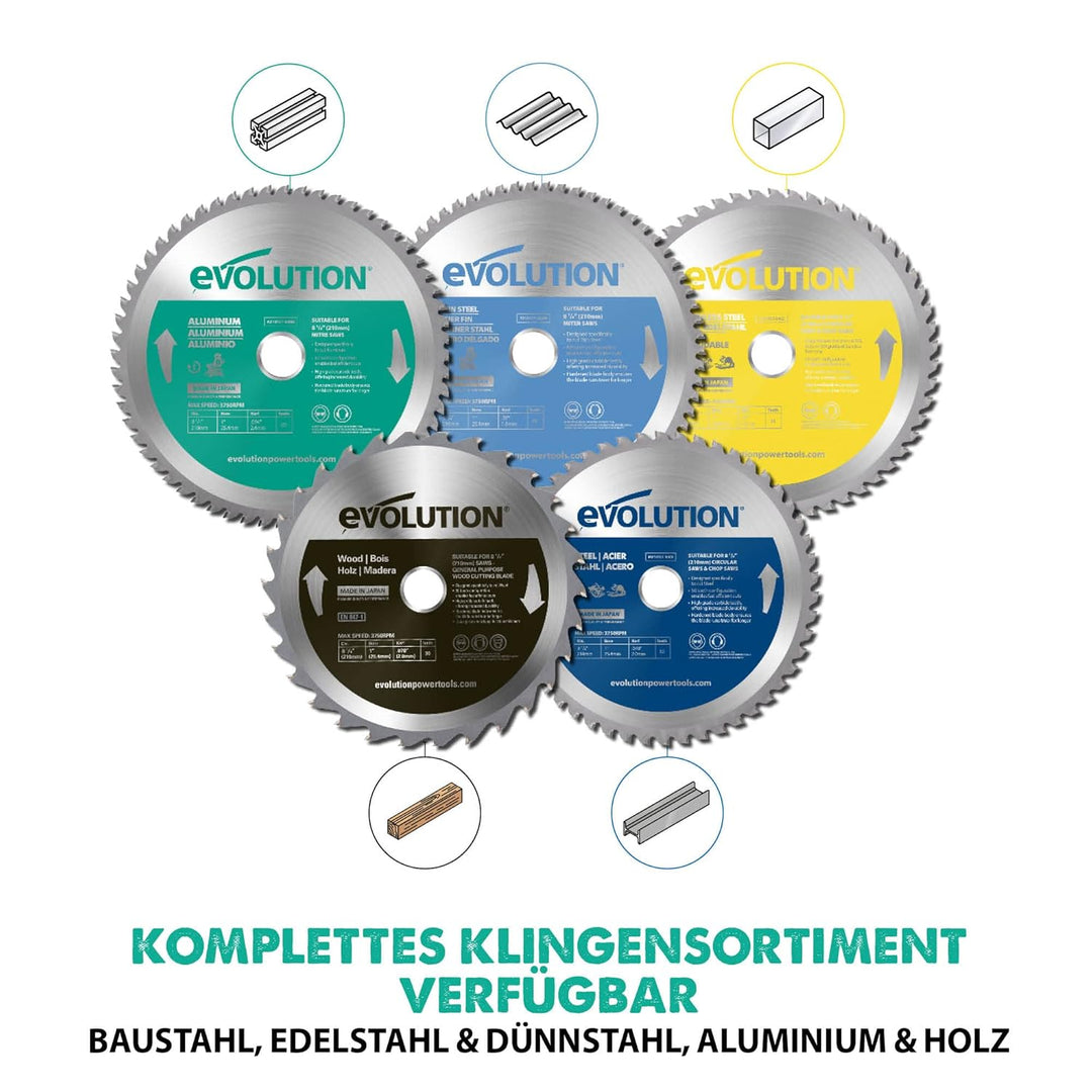 Evolution A210TCT-60MS - 210 mm Sägeblatt zum Schneiden von Aluminium - Metall-Sägeblatt Hartmetallb