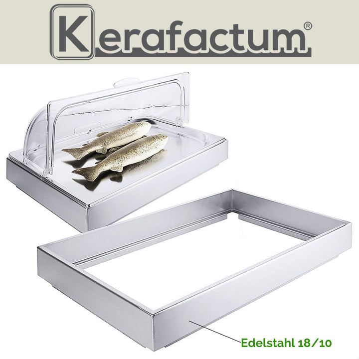 Kerafactum Hochwertiger Edelstahlrahmen für GN 1/1 Platten – 7 cm Höhe Edelstahl Rahmen für Kühlplat