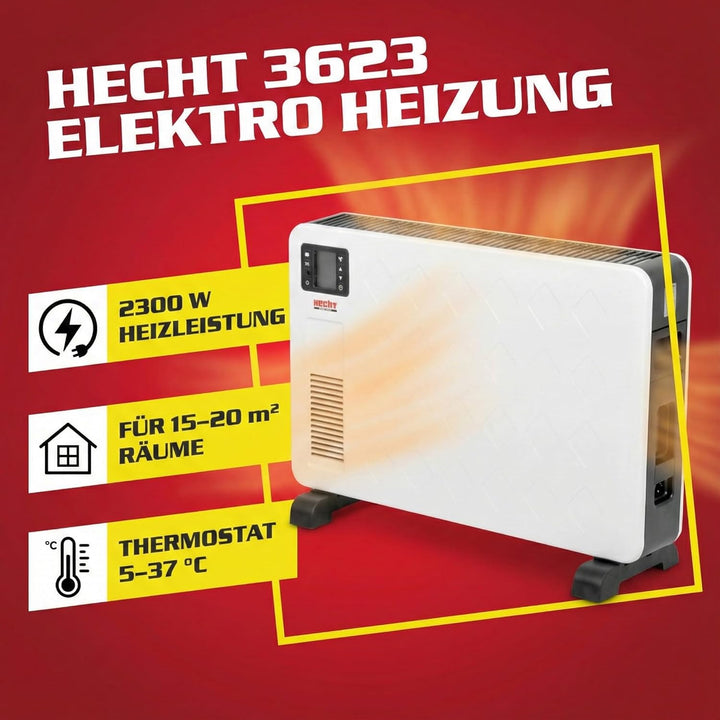 Hecht Elektroheizung (Brandneue Version) - Heizgerät für eine schnelle und wohlfühlende Wärme – Stro