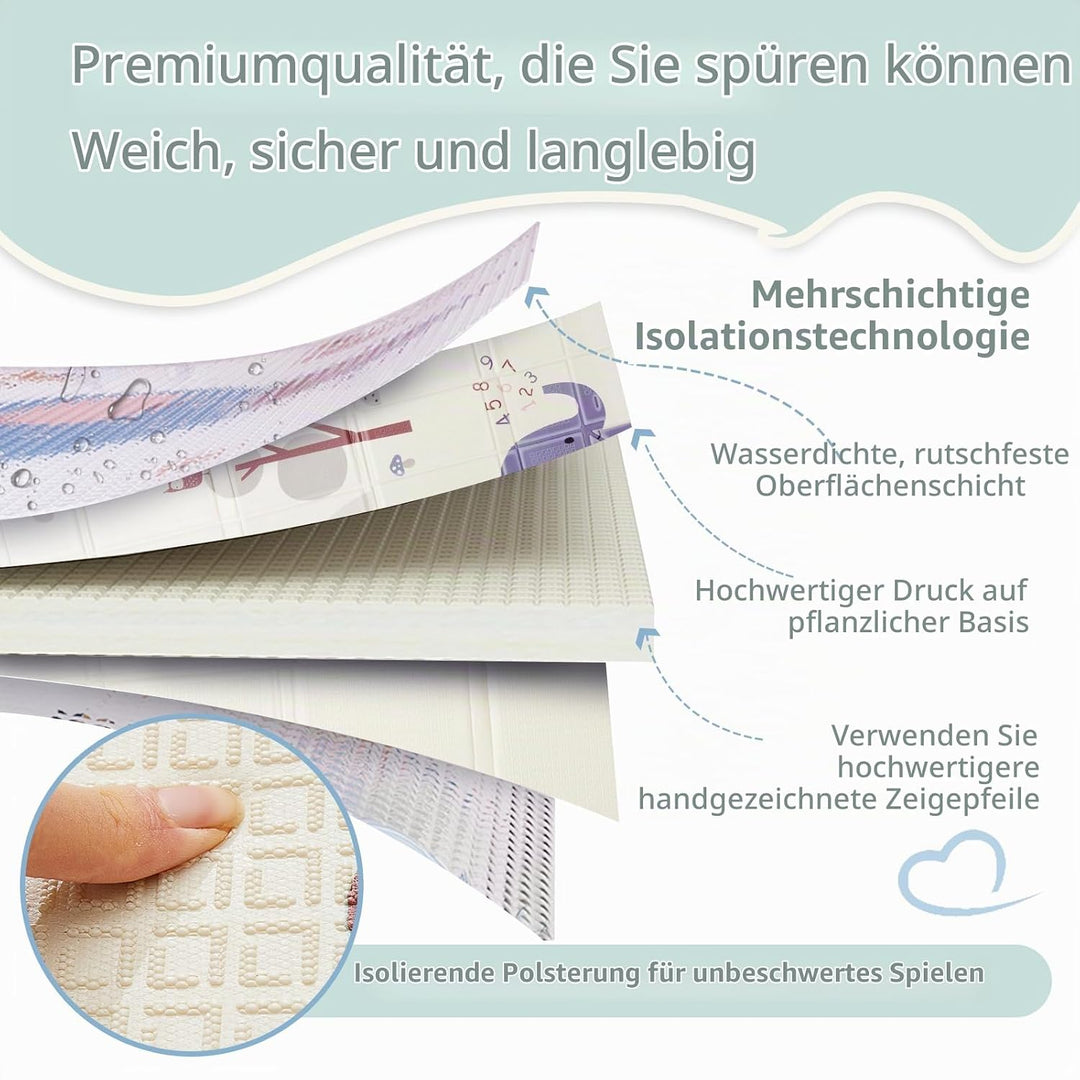 Faltbare Krabbelmatte Baby – Grosse Schaumstoff Spielmatte Baby Faltbar für Babys &amp; Kleinkinder – Wa