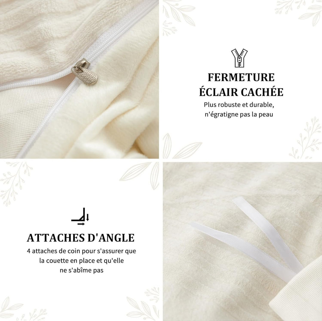 Tospass Plüsch Bettwäsche 135x200cm Beige Jacquard Flanell Samt Biber Bettbezug Warme Cashmere Touch