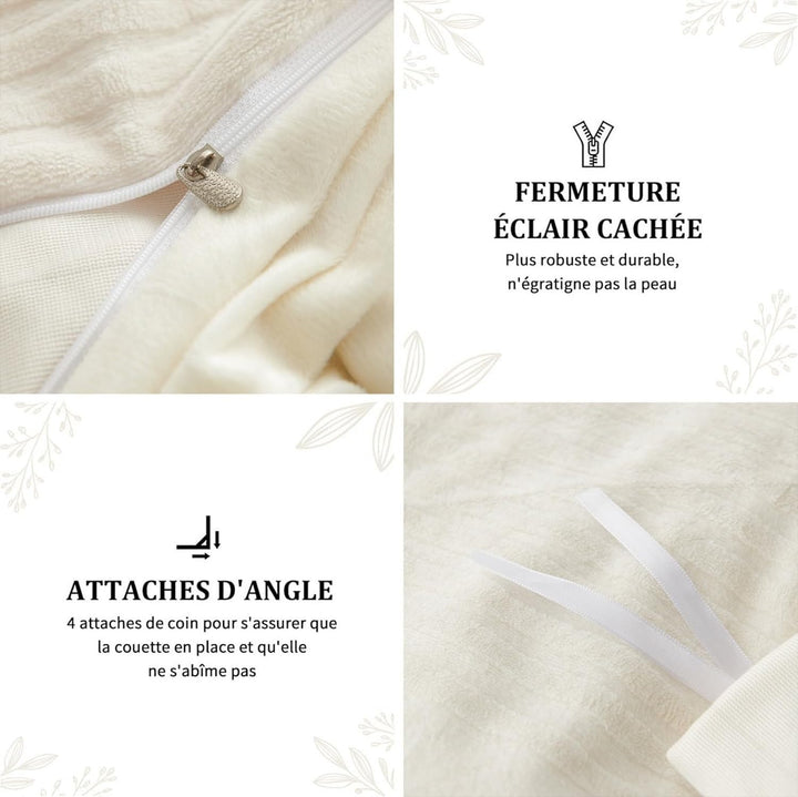 Tospass Plüsch Bettwäsche 135x200cm Beige Jacquard Flanell Samt Biber Bettbezug Warme Cashmere Touch
