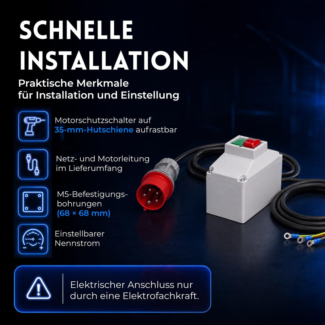 Motorschutzschalter ISKRA MS25 1,60-2,50A in Gehäuse mit Netz- und Motorkabel Netz- und Motorkabel g