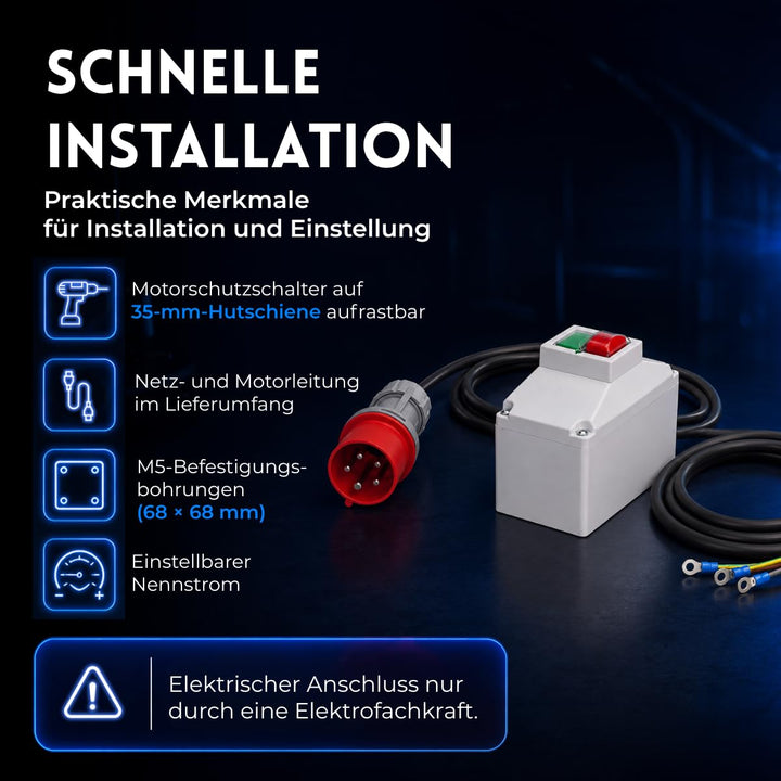 Motorschutzschalter ISKRA MS25 1,60-2,50A in Gehäuse mit Netz- und Motorkabel Netz- und Motorkabel g