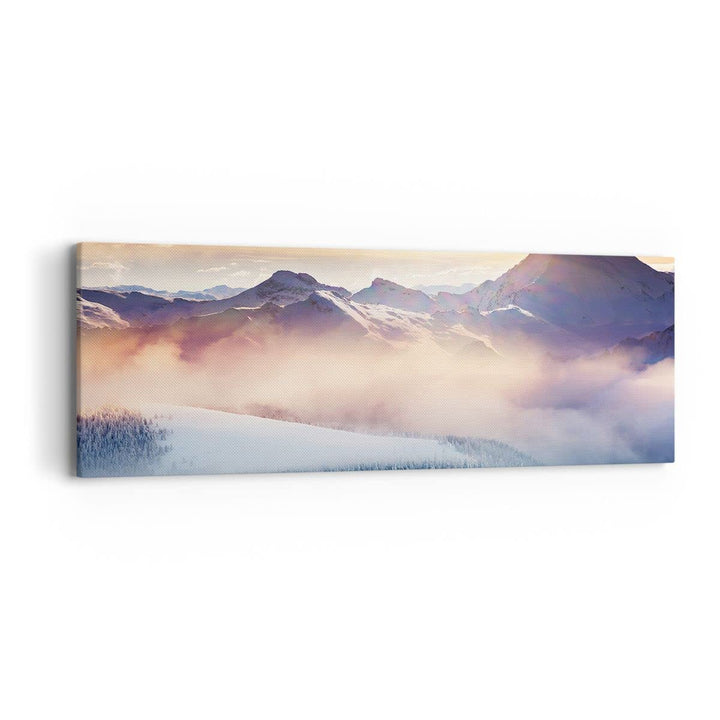 Panorama Bilder auf Leinwand Berge Schnee Winter Leinwandbild 90x30cm Wandbilder Dekoration Wohnzimm