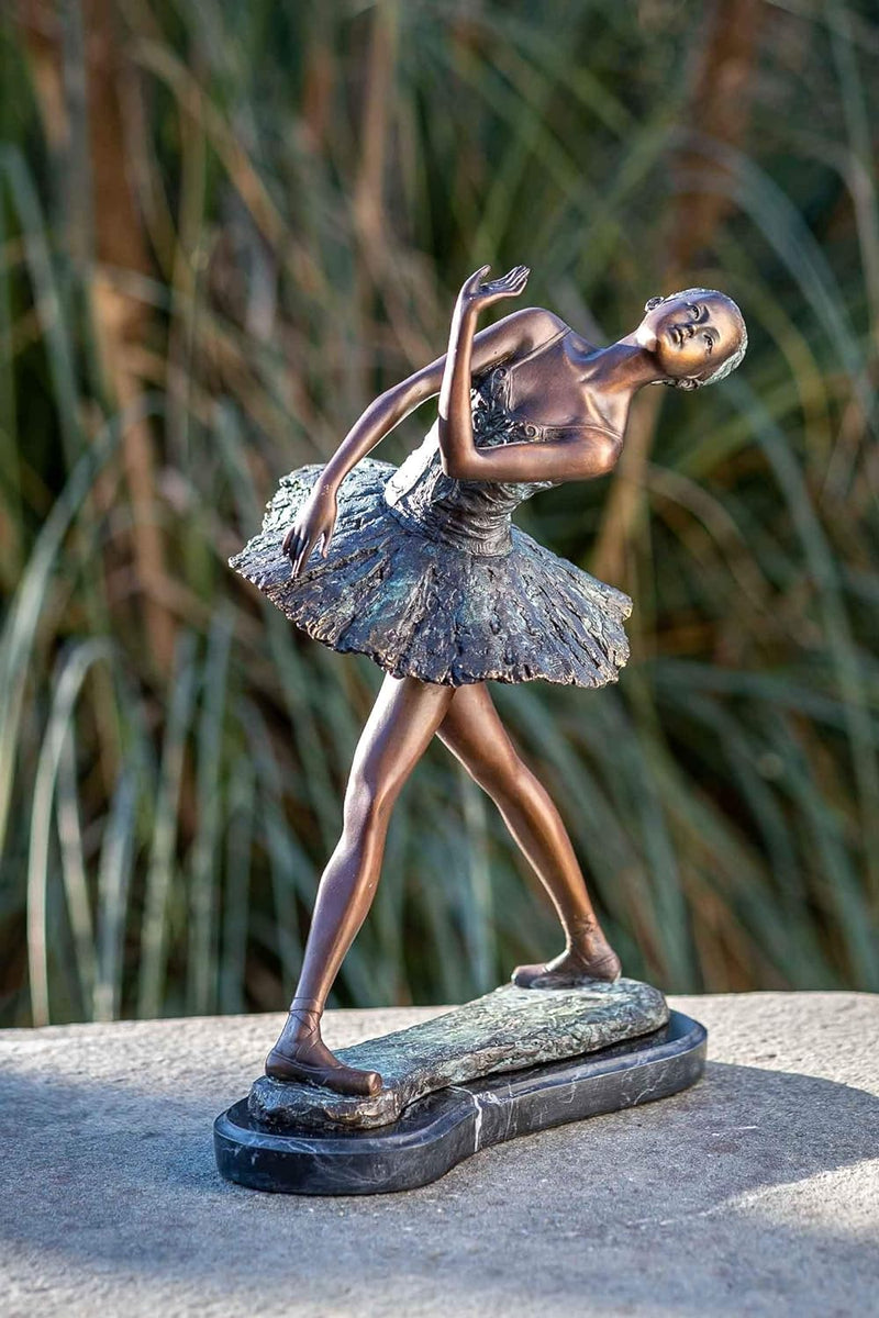 IDYL Bronze-Skulptur Ballerine 31 cm | 32x15x24 cm | Klassische Bronze-Figur handgefertigt | Gartens