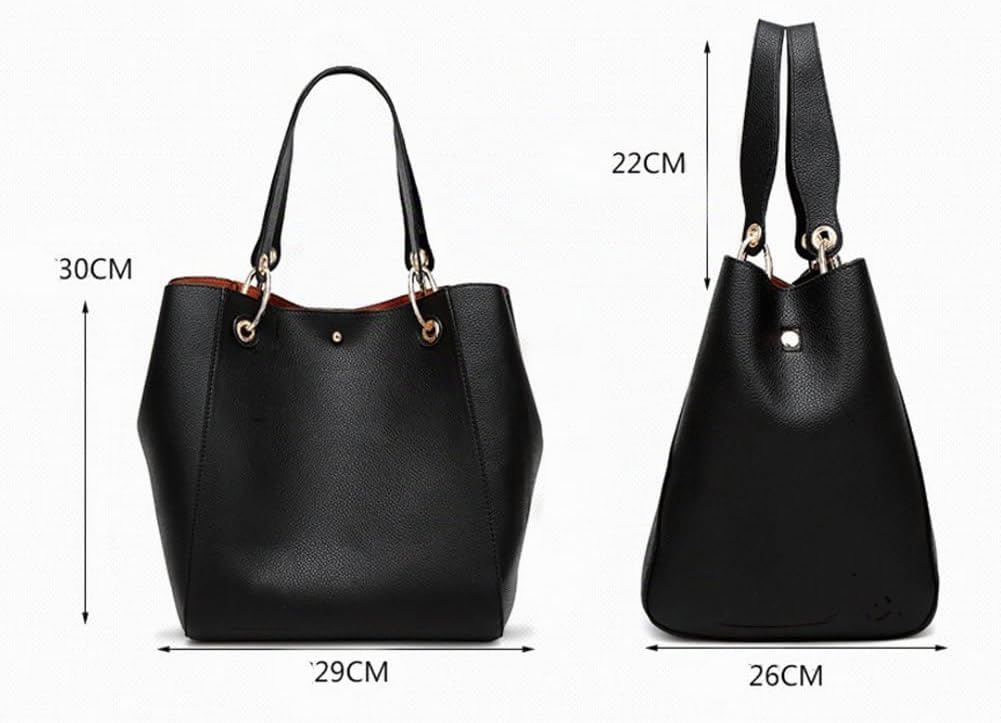Valleycomfy Handtasche Damen Gross Shopper Tasche Leder Schwarz Klassisch Shopping Bag Braun, Braun