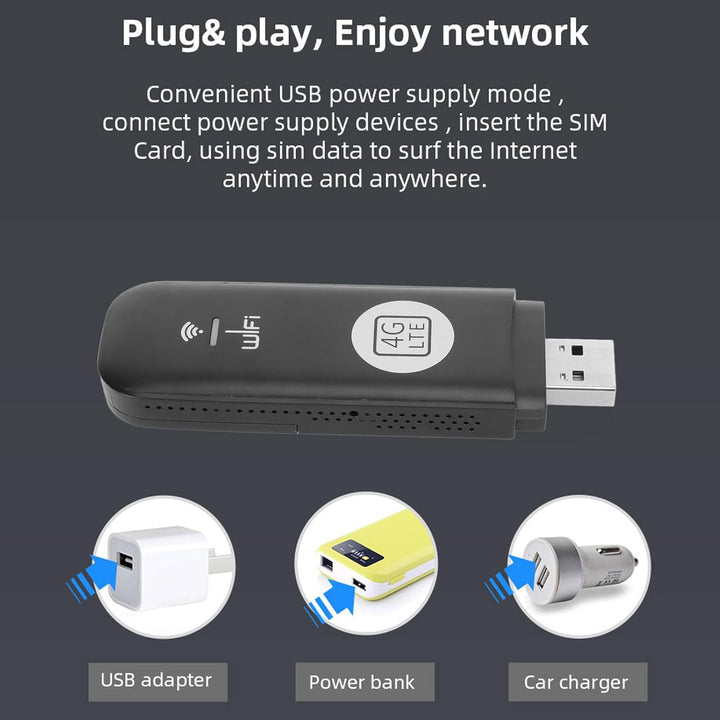 Ejoyous 4G LTE USB WiFi Hotspot Router, WLAN USB-Adapter, 150 Mbit/s, 8 Benutzer, Quad-Band, 4G/3G,