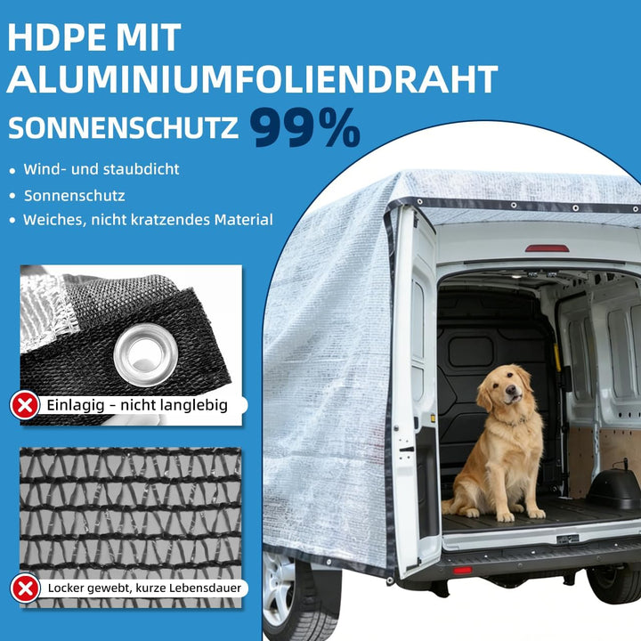 Sonnenschutznetz für Auto und Haustier, Hitzeschutznetz aus Aluminiumfolie,Sonnenschutznetz für VW T