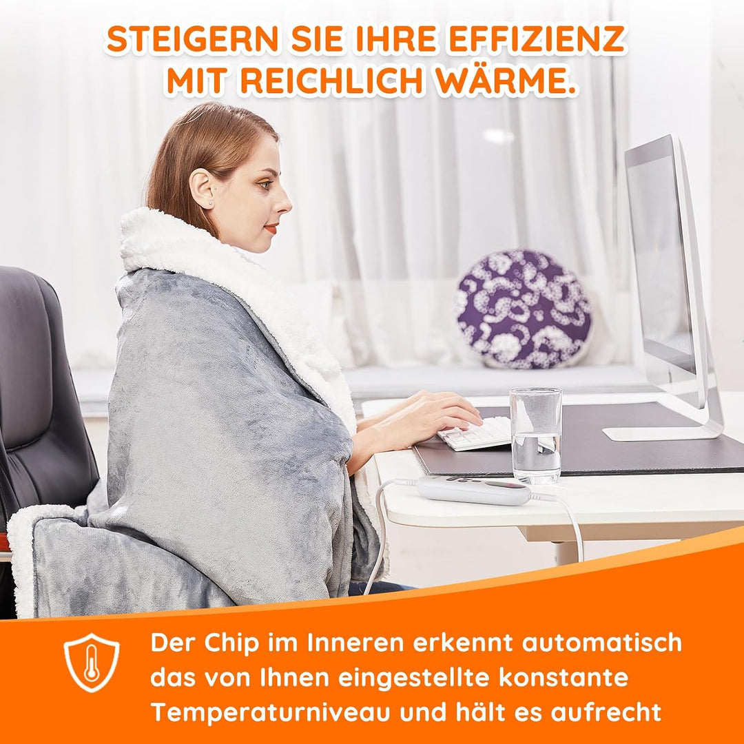 Mia&amp;Coco Heizdecke mit Abschaltautomatik 160x130 cm, 10 Heizstufen, 9 Std. Auto-Off Timer, Überhitzu