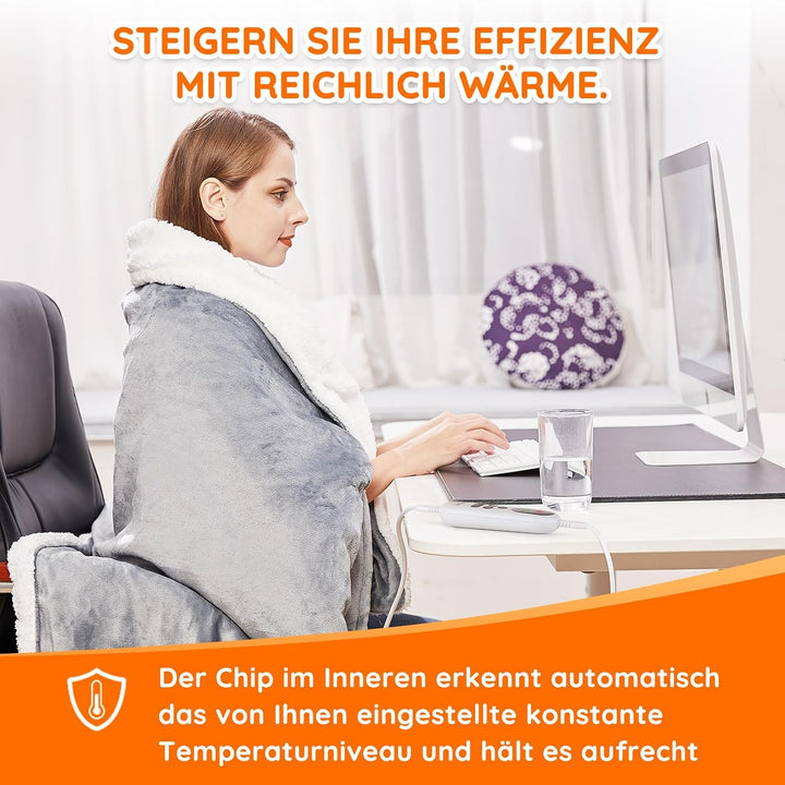 Mia&amp;Coco Heizdecke mit Abschaltautomatik 160x130 cm, 10 Heizstufen, 9 Std. Auto-Off Timer, Überhitzu