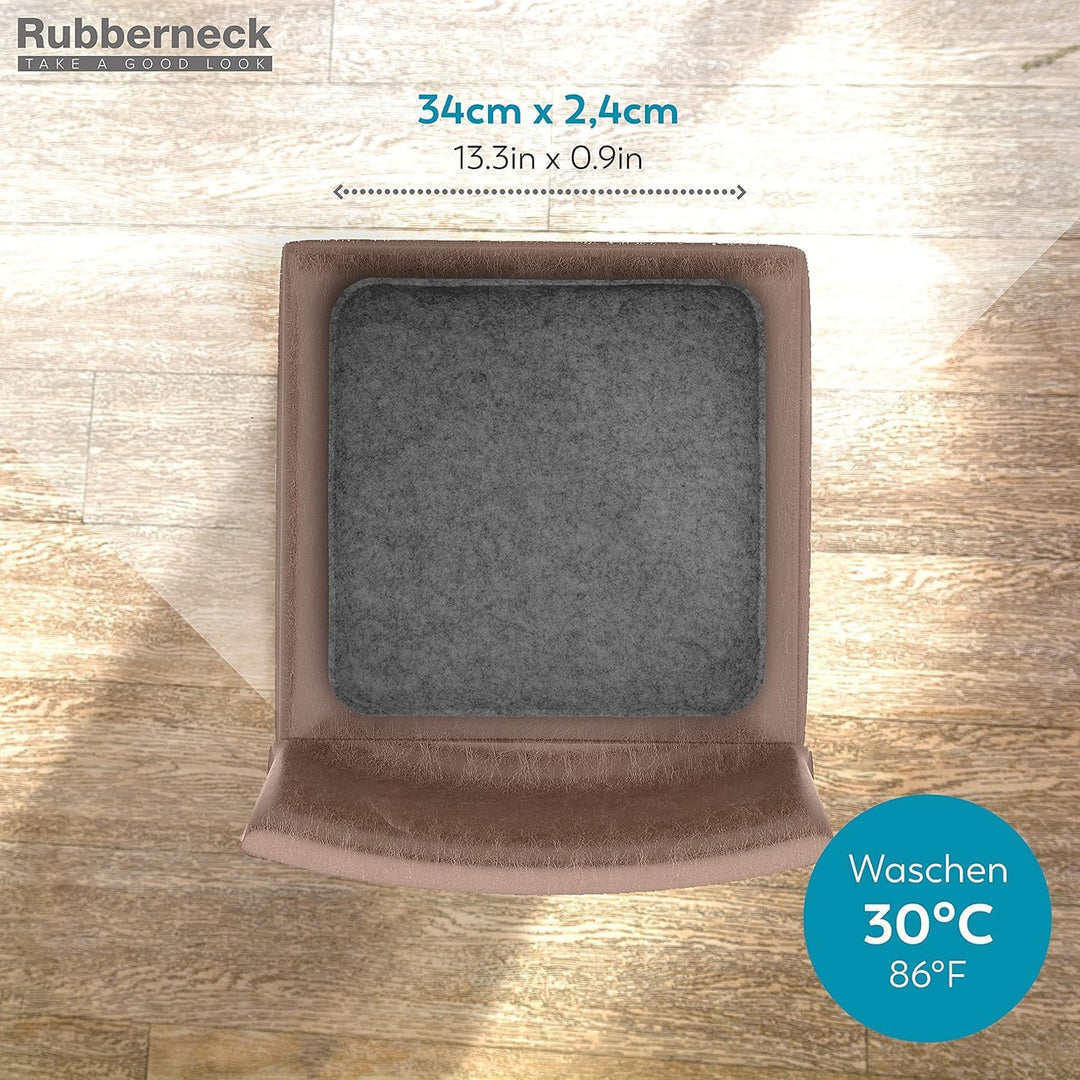 Rubberneck 4er Set rutschfeste Filz Sitzkissen eckig, Stuhlkissen mit Antirutsch-Noppen, dunkelgrau
