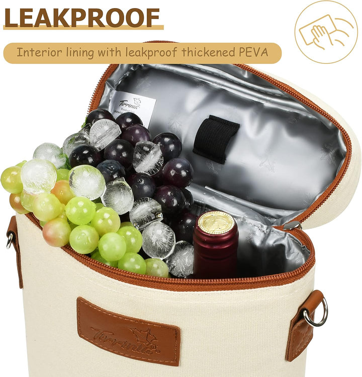 Kato Tirrinia Flaschentasche für 2 Flasche Kühltasche Isolierter Weintasche Tragbarer Weinkühltasche