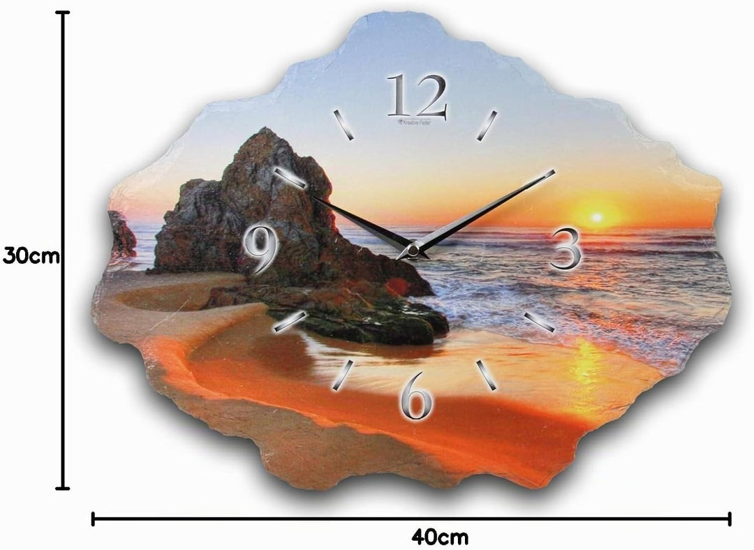 Kreative Feder Designer-Wanduhr aus Stein (Beton) Grösse ca. 40 x 30cm mit flüsterleisem Uhrwerk - B