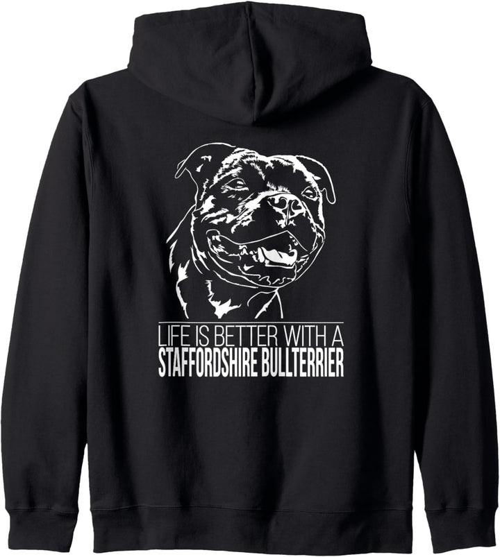 Staffordshire Bullterrier life is better Hund Hundespruch Kapuzenjacke