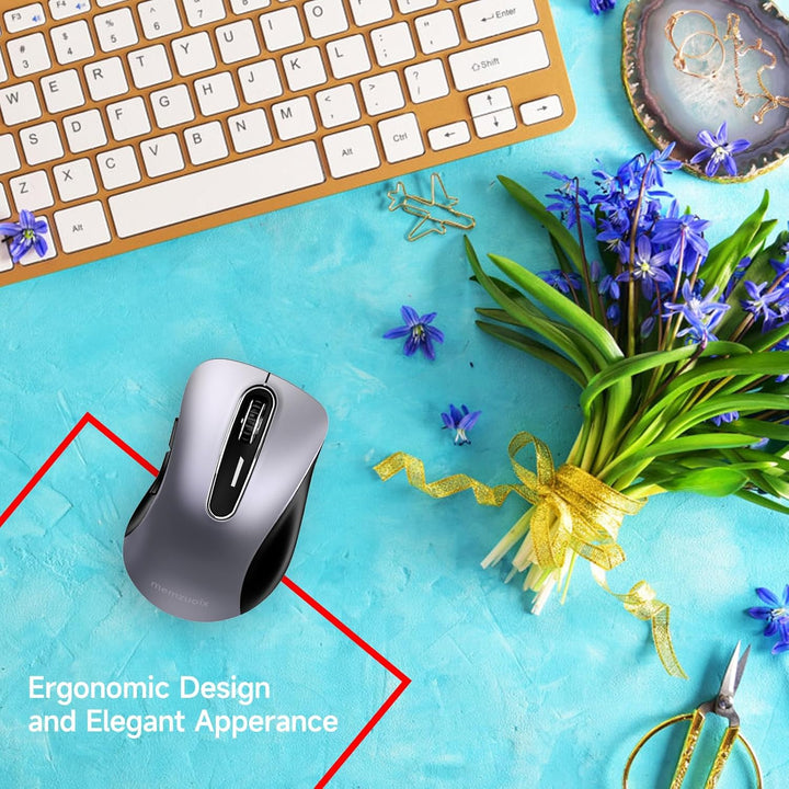 memzuoix Kabellose Maus 2.4GHz, Tragbare Optische Wireless Maus 1400 DPI mit Mini-USB-Empfänger, 5 T