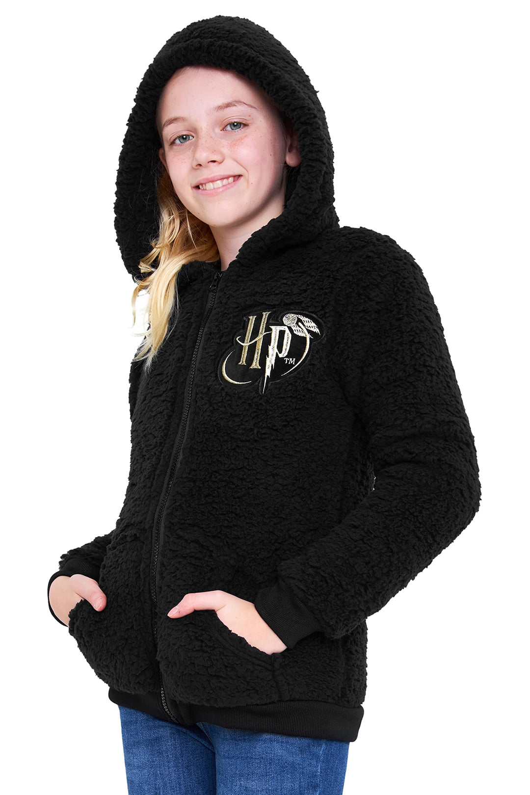 Harry Potter Kapuzenpullover Kinder Teddy Fleece Hoodie Teenager 11-12 Jahre Schwarz Hp Kinder, 11-1
