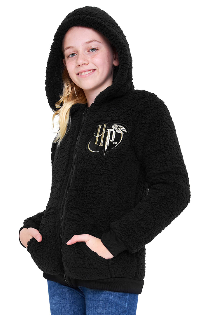 Harry Potter Kapuzenpullover Kinder Teddy Fleece Hoodie Teenager 11-12 Jahre Schwarz Hp Kinder, 11-1
