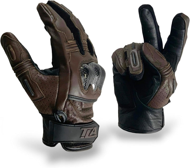 TLA NOX Leder-Motorradhandschuhe mit CE-geprüftem Knöchelschutz, Grössen bis 4XL für Männer und Frau