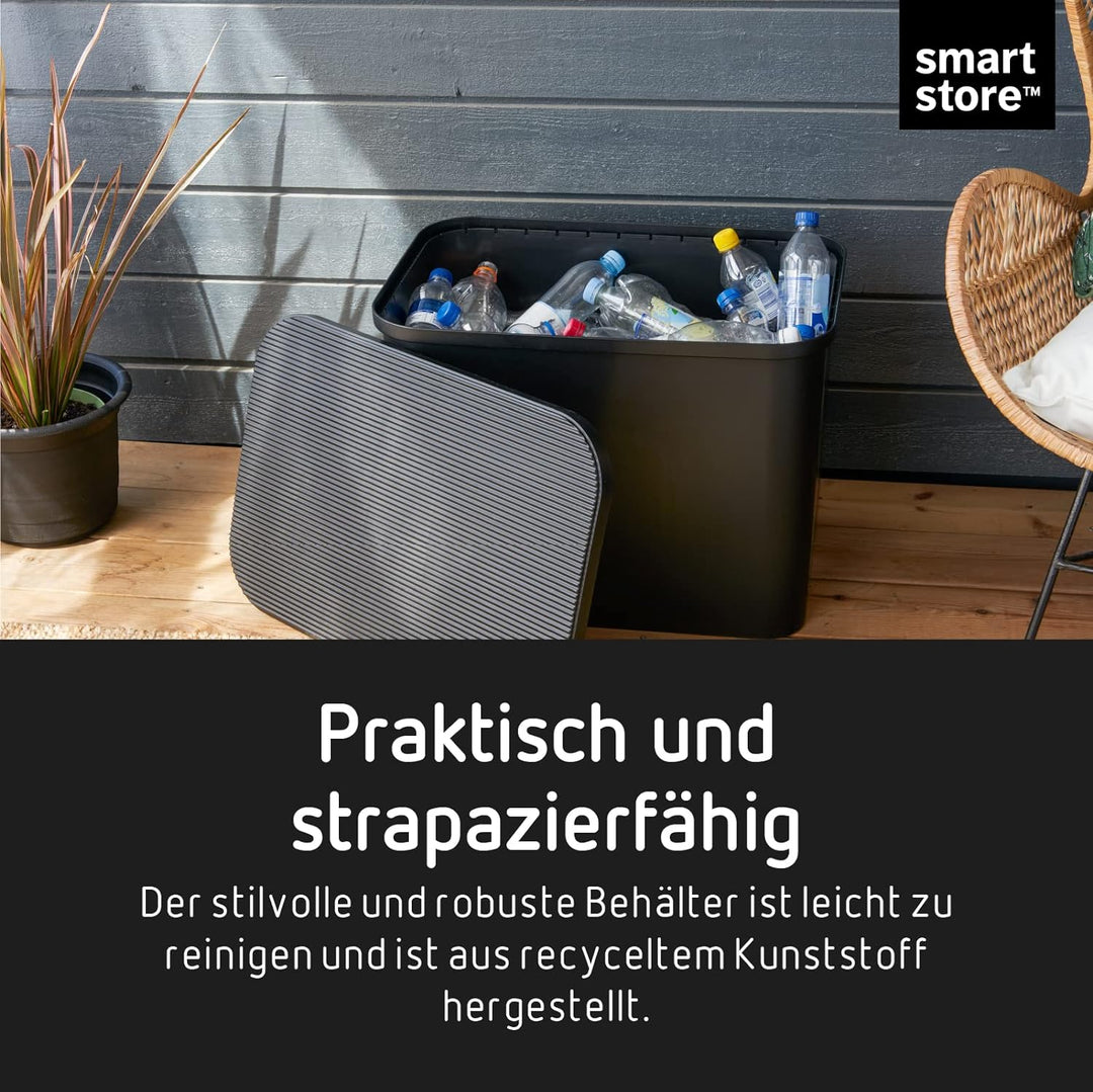 SmartStore - 4er Set Abfalleimer + 2 Deckel - Sammelset WhitePLY - Recycling Schwarz/Taupe/Birkenhol