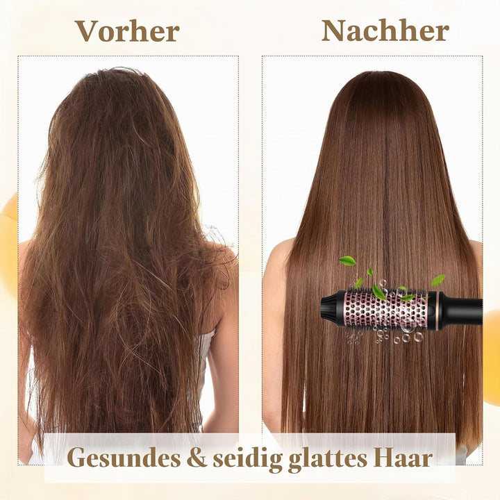 3 In 1 Thermal Brush,38MM Fass Salon One Step Haartrockner und Volumiser Thermobürste,5 Temperaturst