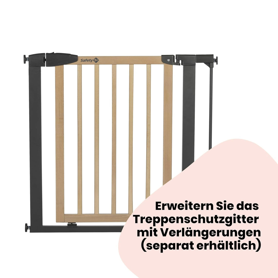 Safety 1st Simply Close Barrière de sécurité Enfant Bois, à Pression, 73-80 cm (Max. 94cm), sans vis