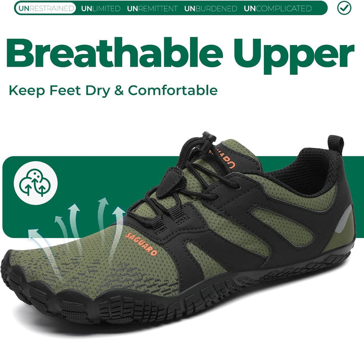 SAGUARO Herren Damen Barfussschuhe Atmungsaktiv Traillaufschuhe rutschfeste Fitnessschuhe 36 EU Arme