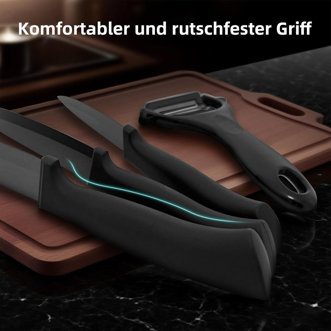 Keramikmesser Set, Scharf 4er Pack Messerset, Mehrfunktionalmesser, Obstmesser, Gemüsemesser und 1 S
