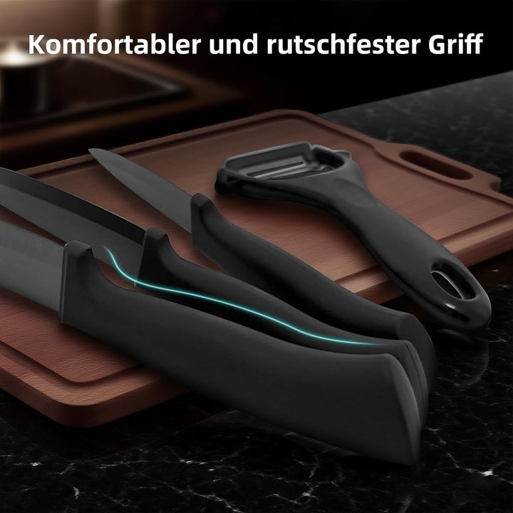 Keramikmesser Set, Scharf 4er Pack Messerset, Mehrfunktionalmesser, Obstmesser, Gemüsemesser und 1 S