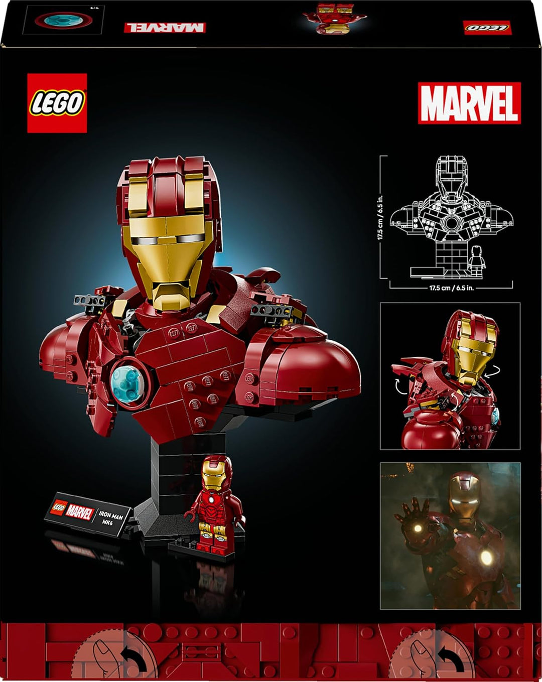 LEGO ǀ Marvel Iron Man MK4 Büste - Spielzeug für Erwachsene zum Ausstellen mit Tony Stark Minifigur,