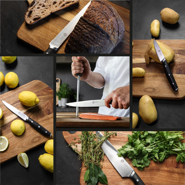 MasterChef Küchenmesser Set mit Kochmesser, Santoku Messer & Schälmesser, Profi Messerset aus Rostfr