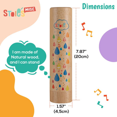 Stoie's Regenstab-Spielzeug aus Holz, 2er-Pack, beruhigender Klang, pädagogisch wertvoll, Rhythmus-