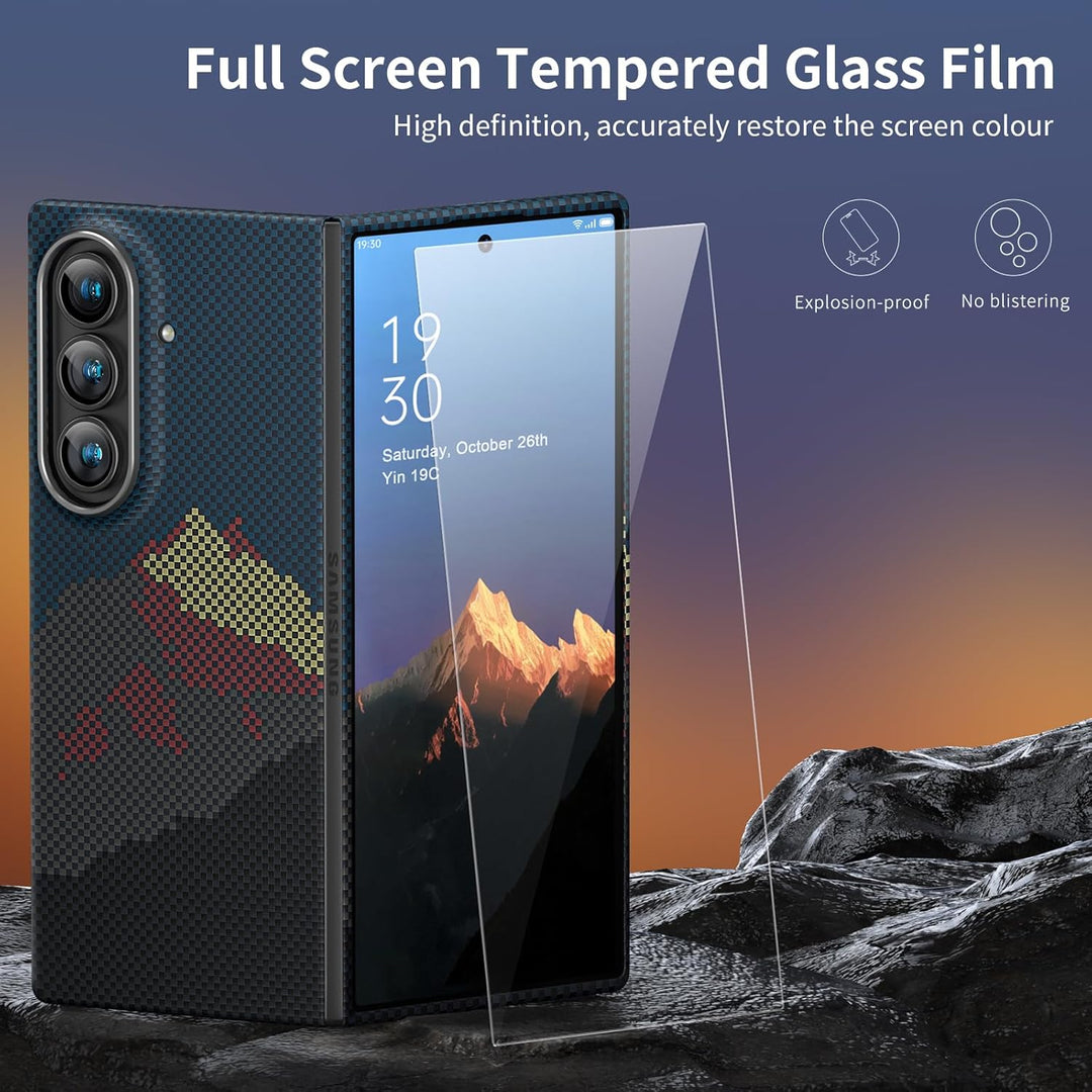 memumi 𝗨𝗽𝗴𝗿𝗮𝗱𝗲𝗱 Magnetische Carbon Hülle für Galaxy Z Fold 7, [mit Schutzfolie] kompatibel mit Mag-S