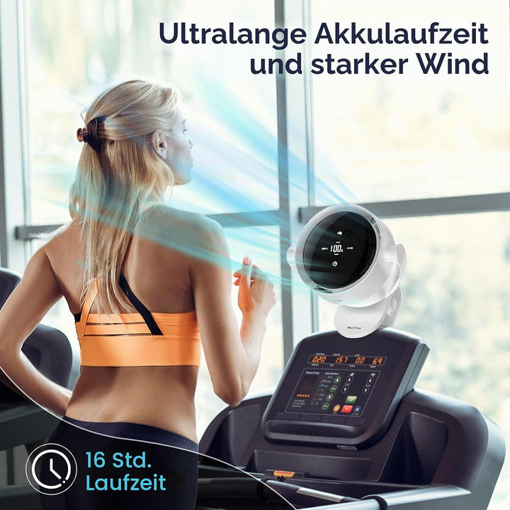 Marchpower Tischventilator leise Akku Ventilator Wiederaufladbarer,360°Drehung Clip Tischventilator