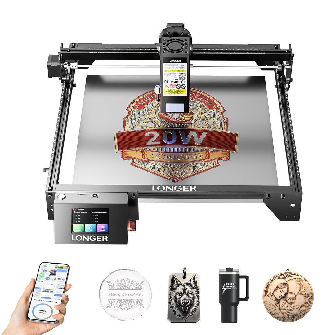 LONGER RAY5 Lasergravierer, Lasergravur- und Schneidmaschine mit 3,5-Zoll-Farb-Touchscreen, Offline-