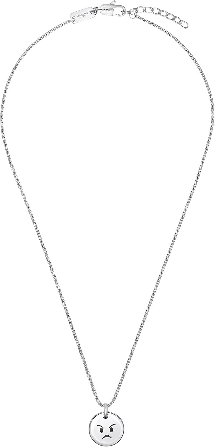 s.Oliver Kette mit Anhänger Edelstahl Jungen Kinder Halsschmuck, 40+3 cm, Silber, Smiley, Kommt in S