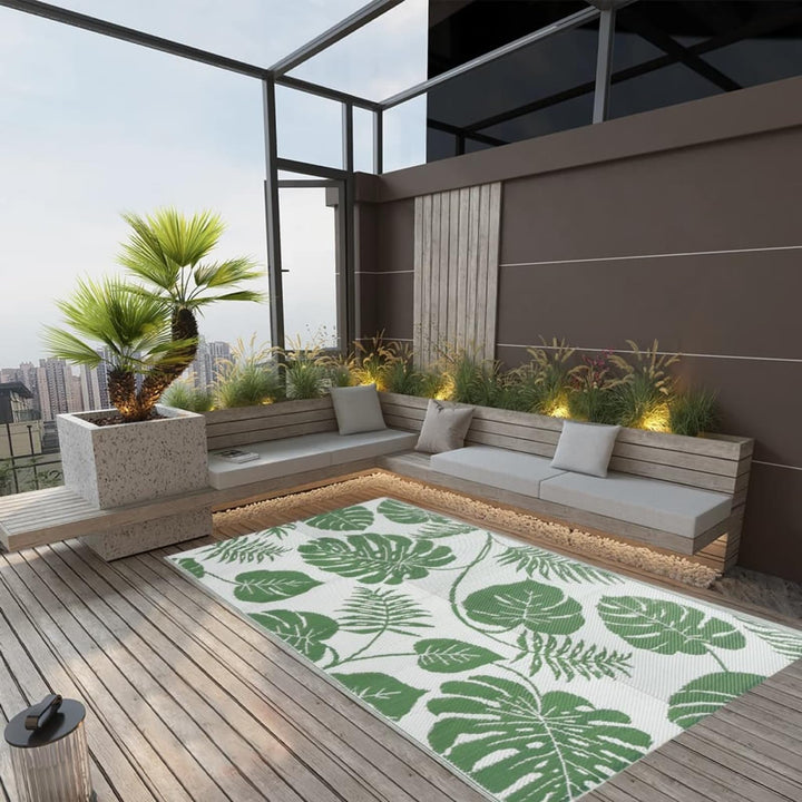 Gecheer Outdoor Teppich Doppellagiges Jacquard-Muster Balkon Terrasse Garten Aussenteppich Balkontep