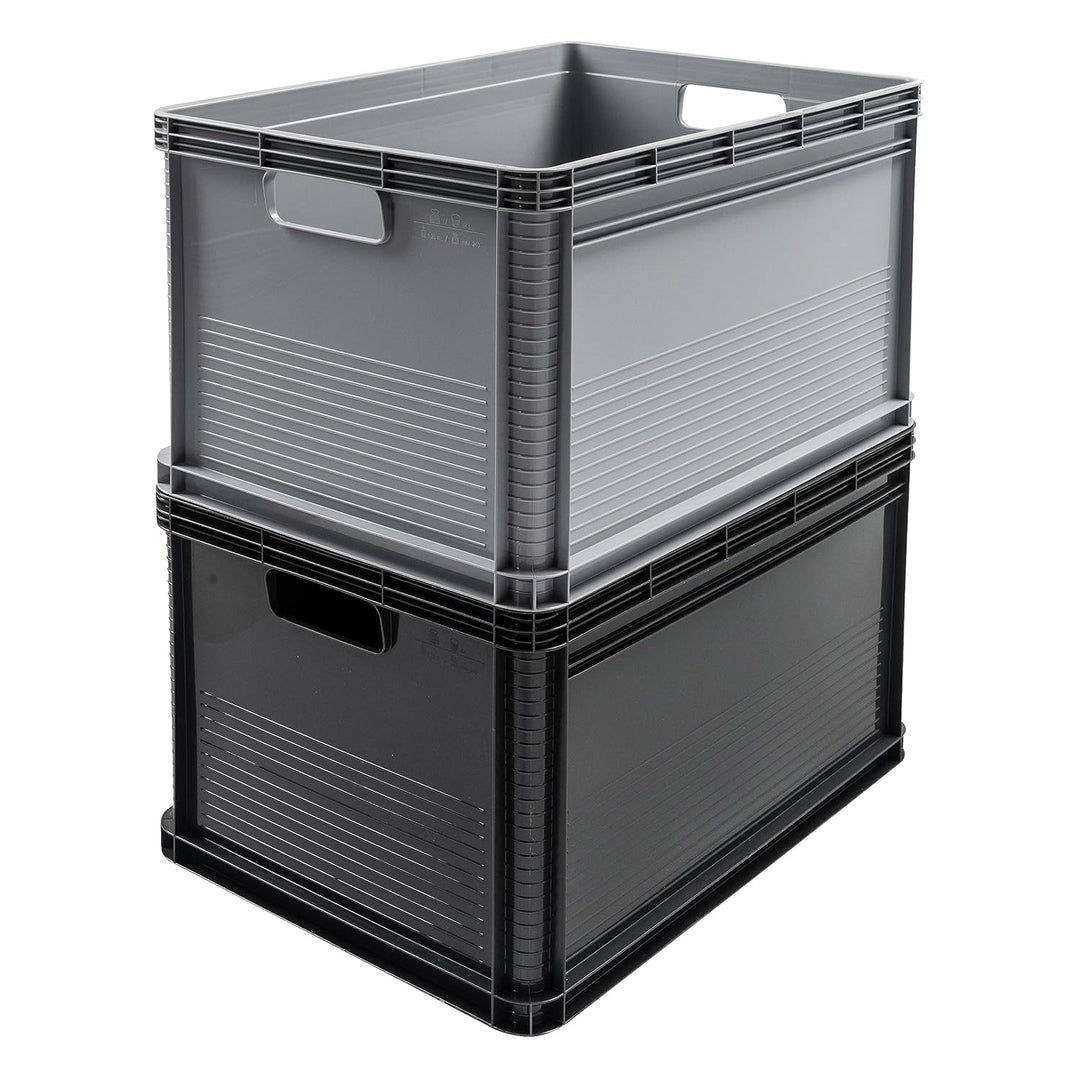 keeeper Transportbox-Set 3-teilig, Stapelbar, Polypropylen, 3 x 64 l, Robert, Graphit-Grau Graphit G