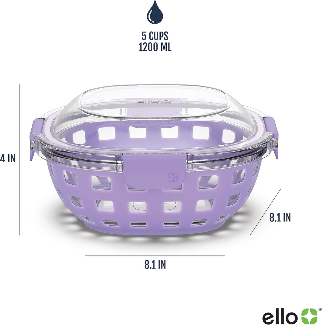 Ello DuraGlass Frischhaltedose aus Glas – Lebensmittelbehälter mit Silikonhülle und luftdichtem Deck