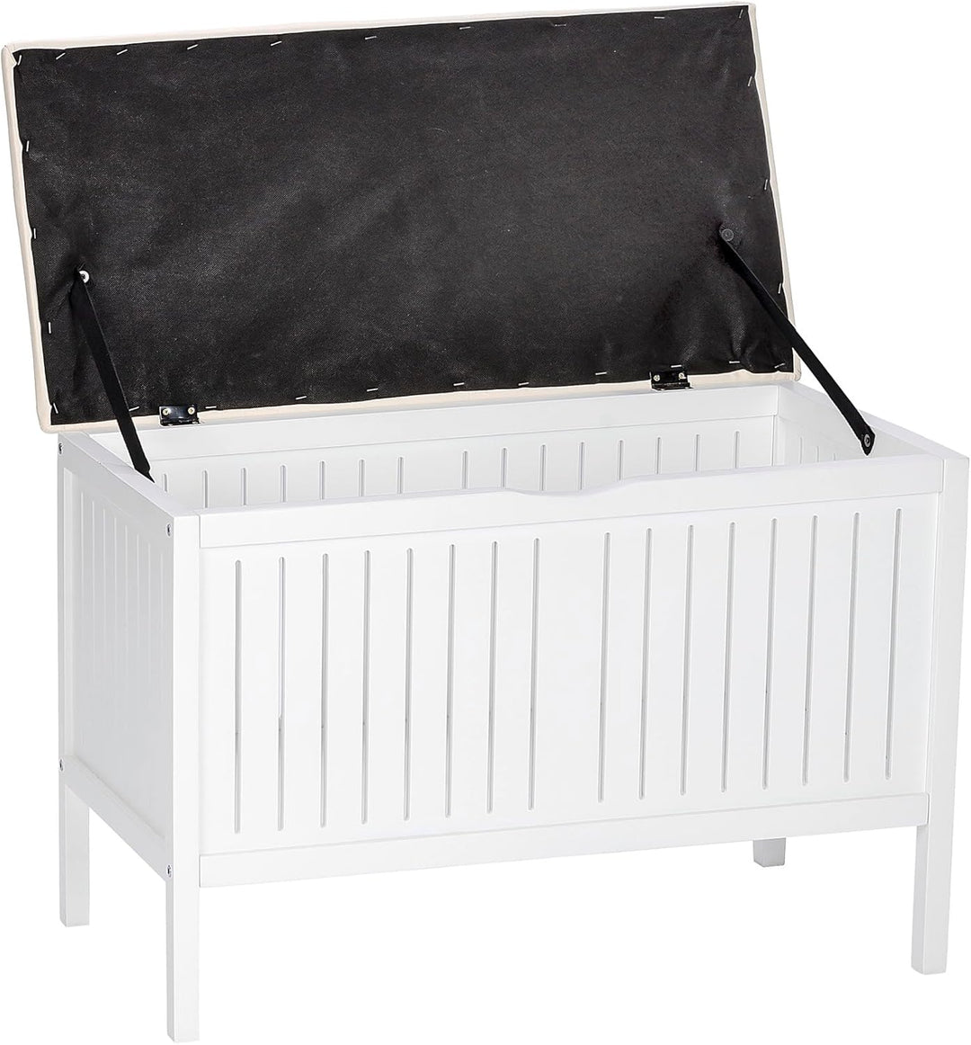 WENKO Wohnbank Oslo - Badhocker im Landhausstil, Holz, 78 x 55 x 39 cm, Weiss Wohnbahnk, Wohnbahnk