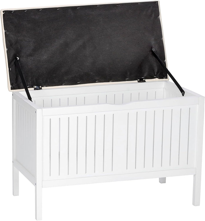 WENKO Wohnbank Oslo - Badhocker im Landhausstil, Holz, 78 x 55 x 39 cm, Weiss Wohnbahnk, Wohnbahnk